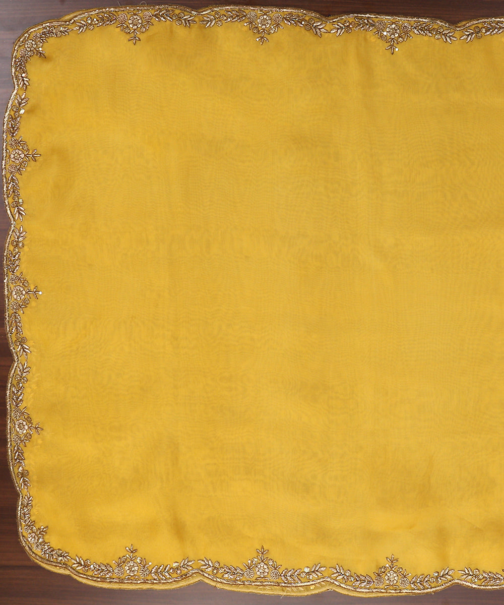 Yellow_Handloom_Organza_Dupatta_With_Hand_Embroidered_Border_WeaverStory_02