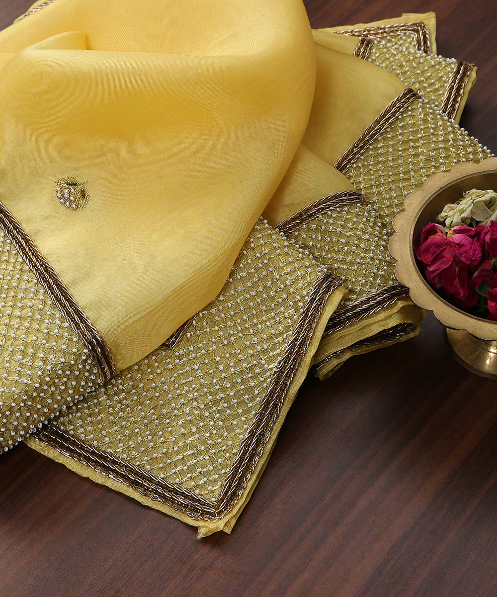 Lemon_Yellow_Handloom_Pure_Organza_Dupatta_With_Hand_Embroidered_Border_WeaverStory_01