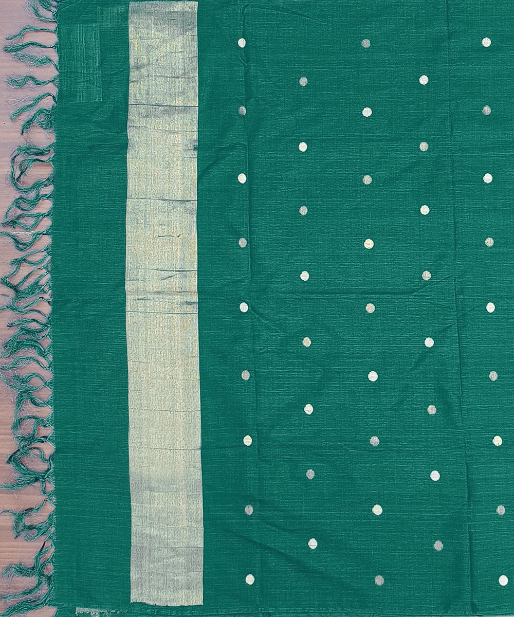 Handloom_Teal_Green_Pure_Kosa_Silk_Dupatta_With_Booti_WeaverStory_02