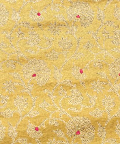 Yellow_Handloom_Brocade_Pure_Katan_Silk_Banarasi_Fabric_With_Pink_Meenakari_WeaverStory_02