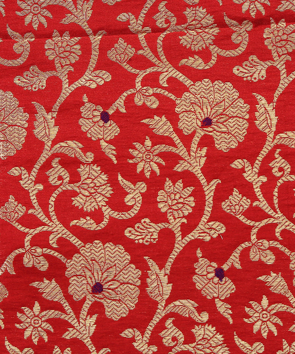 Red_Handloom_Brocade_Pure_Katan_Silk_Banarasi_Fabric_With_Blue_Meenakari_WeaverStory_02