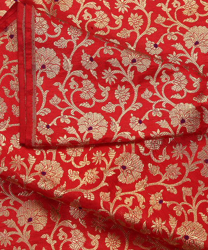 Red_Handloom_Brocade_Pure_Katan_Silk_Banarasi_Fabric_With_Blue_Meenakari_WeaverStory_04