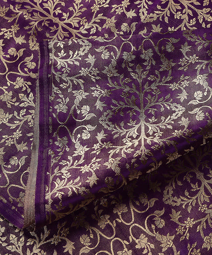 Handloom_Purple_Satin_Silk_Brocade_Banarasi_Fabric_With_Zari_Jaal_WeaverStory_03