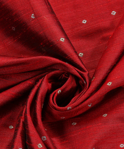 Handloom_Maroon_Pure_Tussar_Silk_Banarasi_Fabric_With_Booti_WeaverStory_05