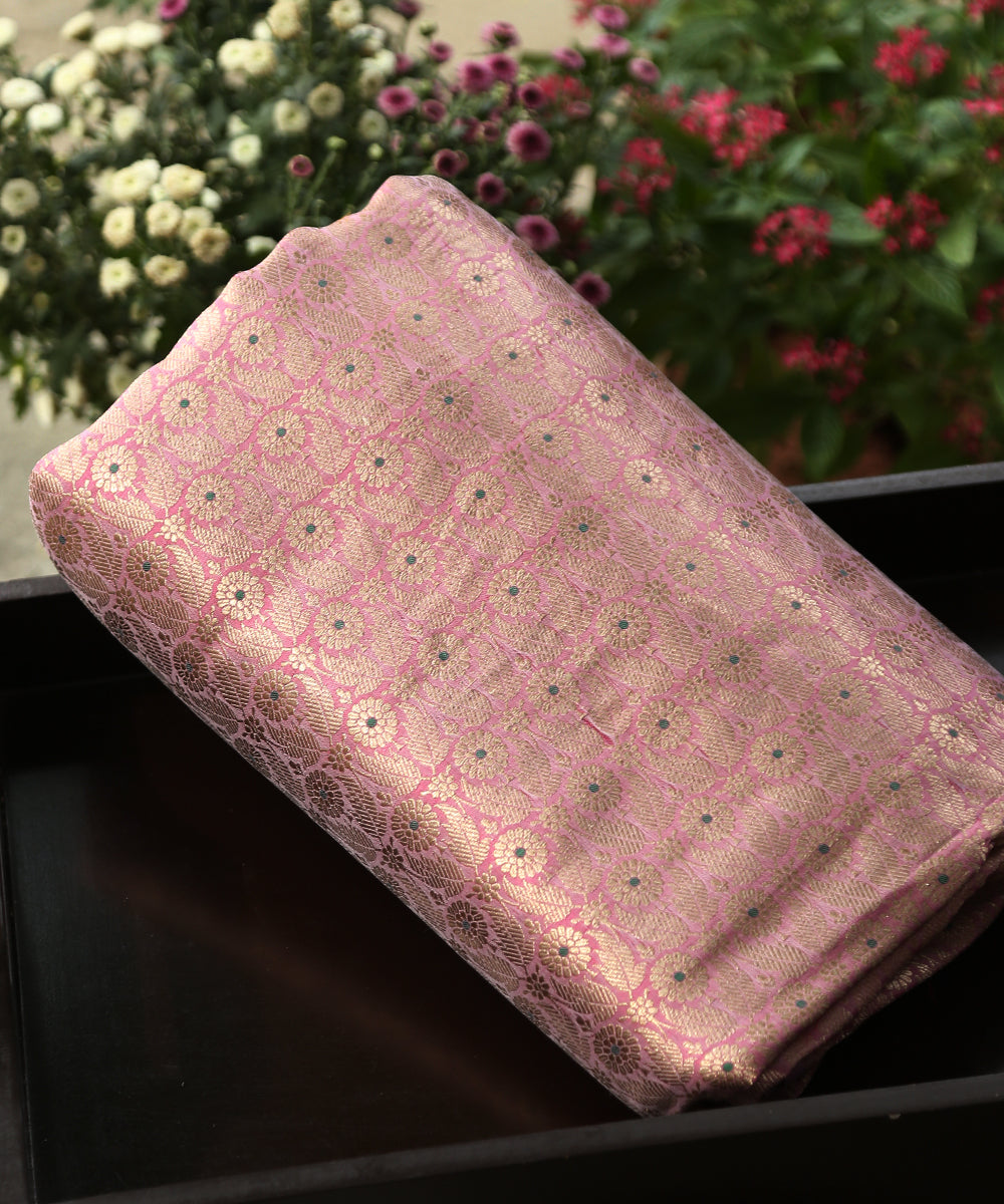 Dust_Pink_Handloom_Pure_Katan_Silk_Kimkhab_Banarasi_Fabric_With_Meena_Booti_WeaverStory_01
