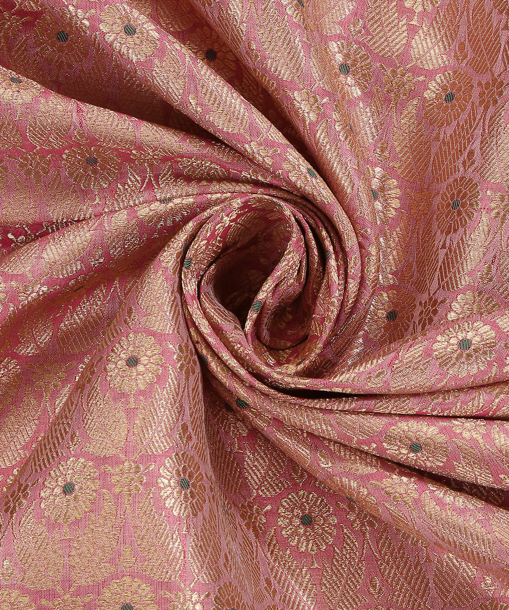 Dust_Pink_Handloom_Pure_Katan_Silk_Kimkhab_Banarasi_Fabric_With_Meena_Booti_WeaverStory_05
