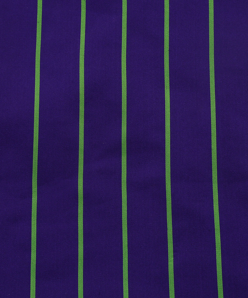 Violet_And_Green_Handloom_Pure_Satin_Silk_Striped_Banarasi_Fabric_WeaverStory_03