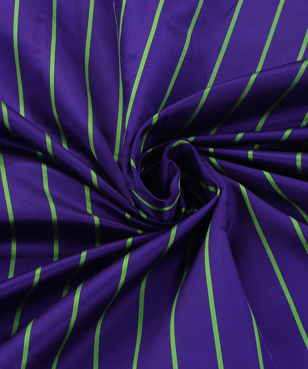Violet_And_Green_Handloom_Pure_Satin_Silk_Striped_Banarasi_Fabric_WeaverStory_05
