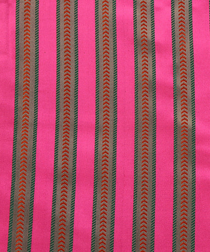 Handloom_Pink_Multicolor_Pure_Mashroo_Silk_Striped_Banarasi_Fabric_WeaverStory_03