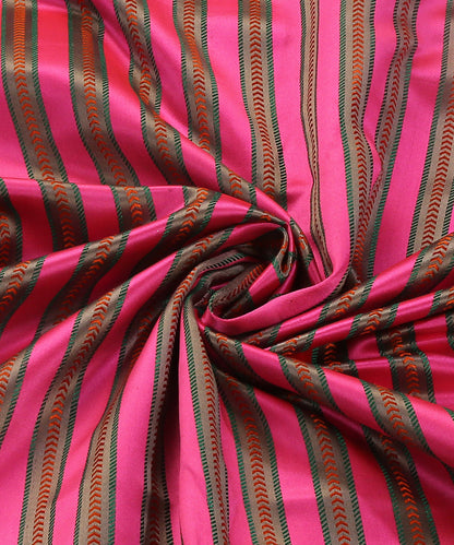 Handloom_Pink_Multicolor_Pure_Mashroo_Silk_Striped_Banarasi_Fabric_WeaverStory_05