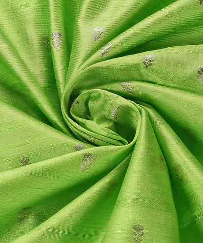 Neon_Green_Handloom_Pure_Tussar_Silk_Banarasi_Fabric_With_Cutwork_Zari_Booti_WeaverStory_05