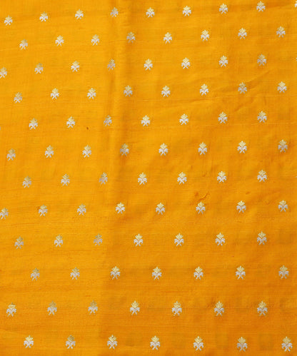 Yellow_Handloom_Pure_Tussar_Silk_Banarasi_Fabric_With_Sona_Rupa_Cutwork_Zari_Booti_WeaverStory_02