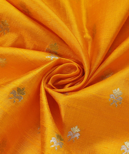 Yellow_Handloom_Pure_Tussar_Silk_Banarasi_Fabric_With_Sona_Rupa_Cutwork_Zari_Booti_WeaverStory_05