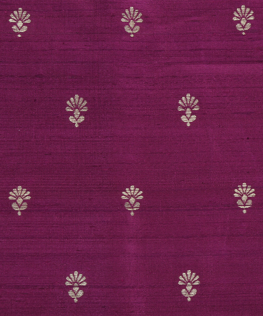 Purple_Handloom_Pure_Tussar_Silk_Banarasi_Fabric_With_Cutwork_Booti_WeaverStory_03