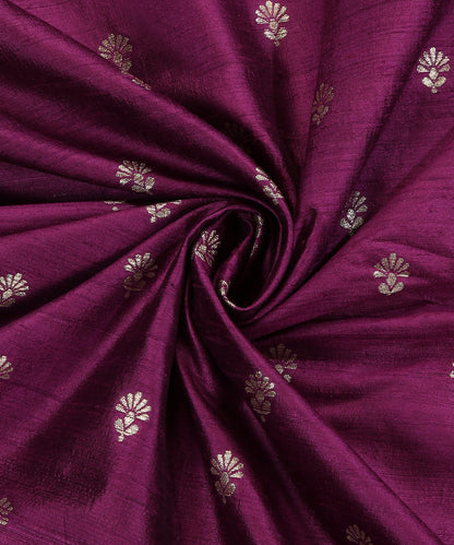 Purple_Handloom_Pure_Tussar_Silk_Banarasi_Fabric_With_Cutwork_Booti_WeaverStory_05
