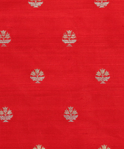 Handloom_Red_Pure_Tussar_Silk_Banarasi_Fabric_With_Sona_Rupa_Booti_WeaverStory_03
