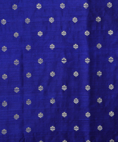 Blue_Handloom_Pure_Tussar_Silk_Banarasi_Fabric_With_Sona_Rupa_Zari_Booti_WeaverStory_02