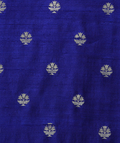 Blue_Handloom_Pure_Tussar_Silk_Banarasi_Fabric_With_Sona_Rupa_Zari_Booti_WeaverStory_03