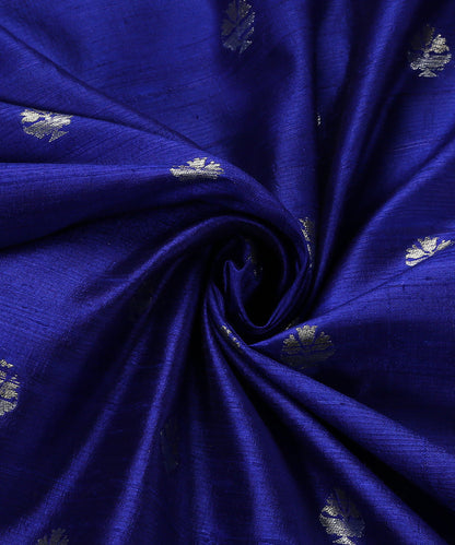 Blue_Handloom_Pure_Tussar_Silk_Banarasi_Fabric_With_Sona_Rupa_Zari_Booti_WeaverStory_05