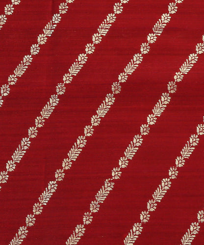 Handloom_Dark_Maroon_Pure_Tussar_Silk_Banarasi_Fabric_With_Cutwork_Weave_WeaverStory_03