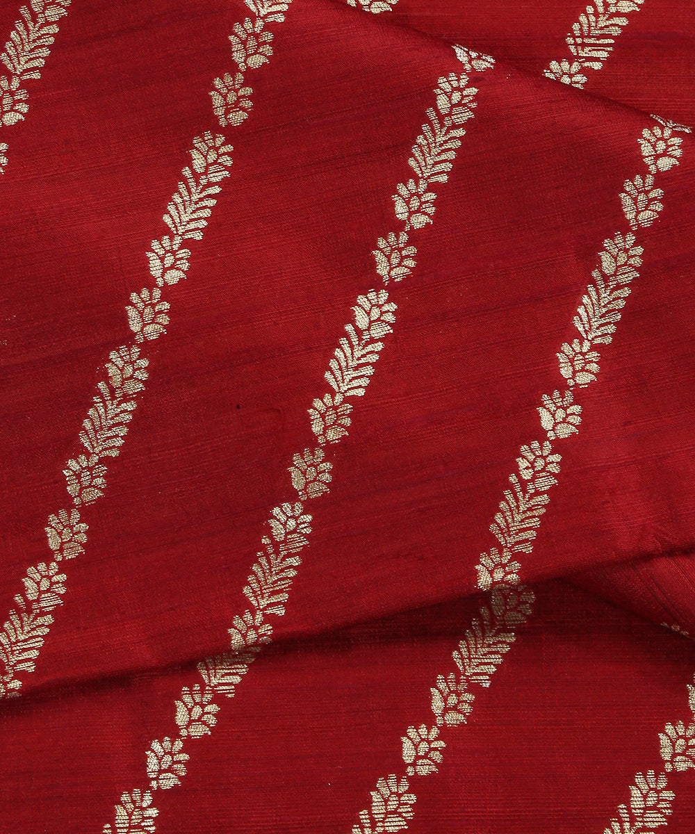 Handloom_Dark_Maroon_Pure_Tussar_Silk_Banarasi_Fabric_With_Cutwork_Weave_WeaverStory_04