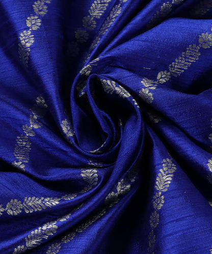Handloom_Cobalt_Blue_Pure_Tussar_Silk_Banarasi_Fabric_With_Aada_Jaal_WeaverStory_05