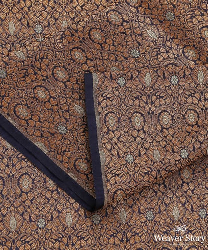 Indigo_Blue_Handloom_Pure_Katan_Silk_Mughal_Motif_Kimkhab_Banarasi_Fabric_In_Antique_Zari_WeaverStory_04