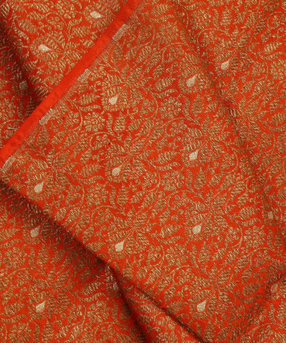 Rust_Orange_Handloom_Pure_Katan_Silk_Kimkhab_Fabric_With_Mughal_Motifs_WeaverStory_04