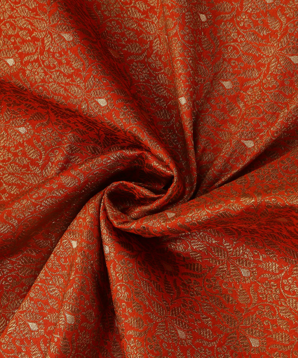 Rust_Orange_Handloom_Pure_Katan_Silk_Kimkhab_Fabric_With_Mughal_Motifs_WeaverStory_05