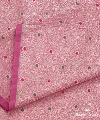 Handloom_Pink_Pure_Katan_Silk_Mughal_Motif_Kimkhab_Banarasi_Fabric_In_Antique_Zari_WeaverStory_04