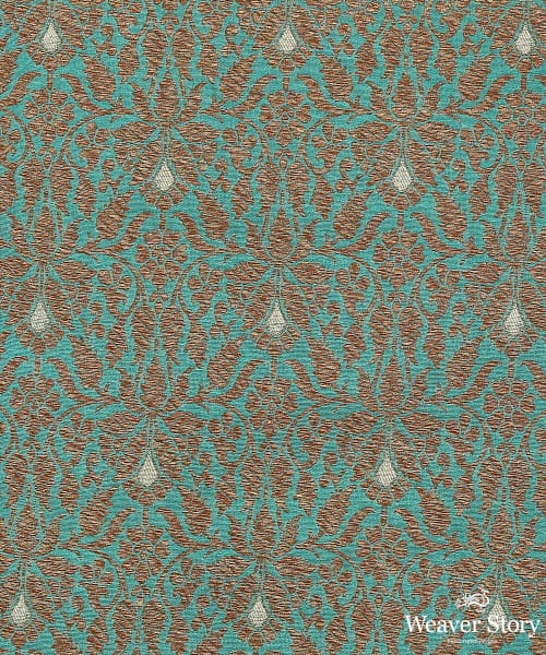 Handloom_TURQUOISE_Pure_Katan_Silk_Kimkhab_Banarasi_Fabric_In_Antique_Zari_With_Silver_Meenakari_WeaverStory_02