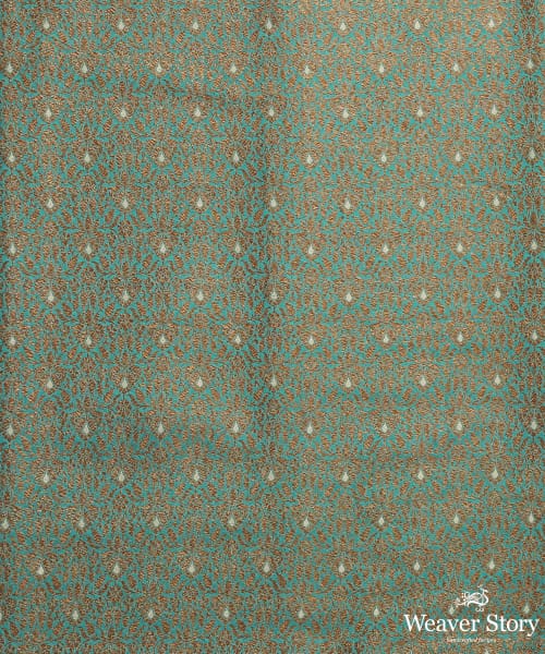 Handloom_TURQUOISE_Pure_Katan_Silk_Kimkhab_Banarasi_Fabric_In_Antique_Zari_With_Silver_Meenakari_WeaverStory_03