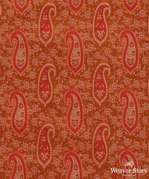 Handloom_Orange_Pure_Katan_Silk_Jamawar_Banarasi_Fabric_With_Three_Color_Zari_WeaverStory_02