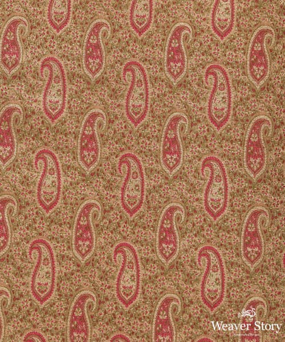 Beige_Handloom_Pure_Katan_Silk_Jamawar_Banarasi_Fabric_With_Three_Color_Zari_WeaverStory_02