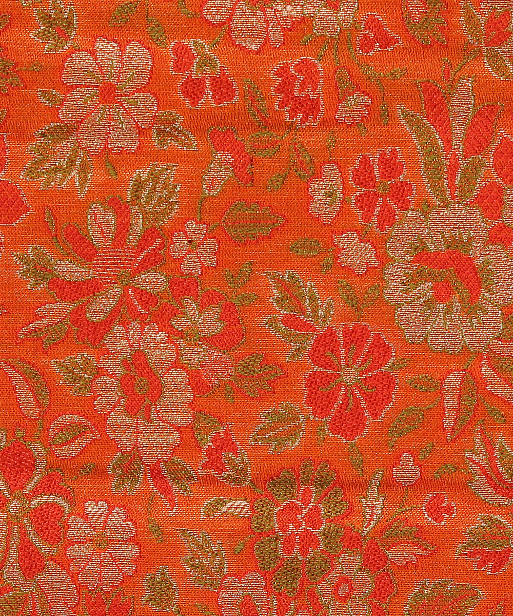 Orange_Handloom_Pure_Katan_Silk_Kimkhab_Banarasi_Fabric_With_Three_Color_Zari_WeaverStory_03