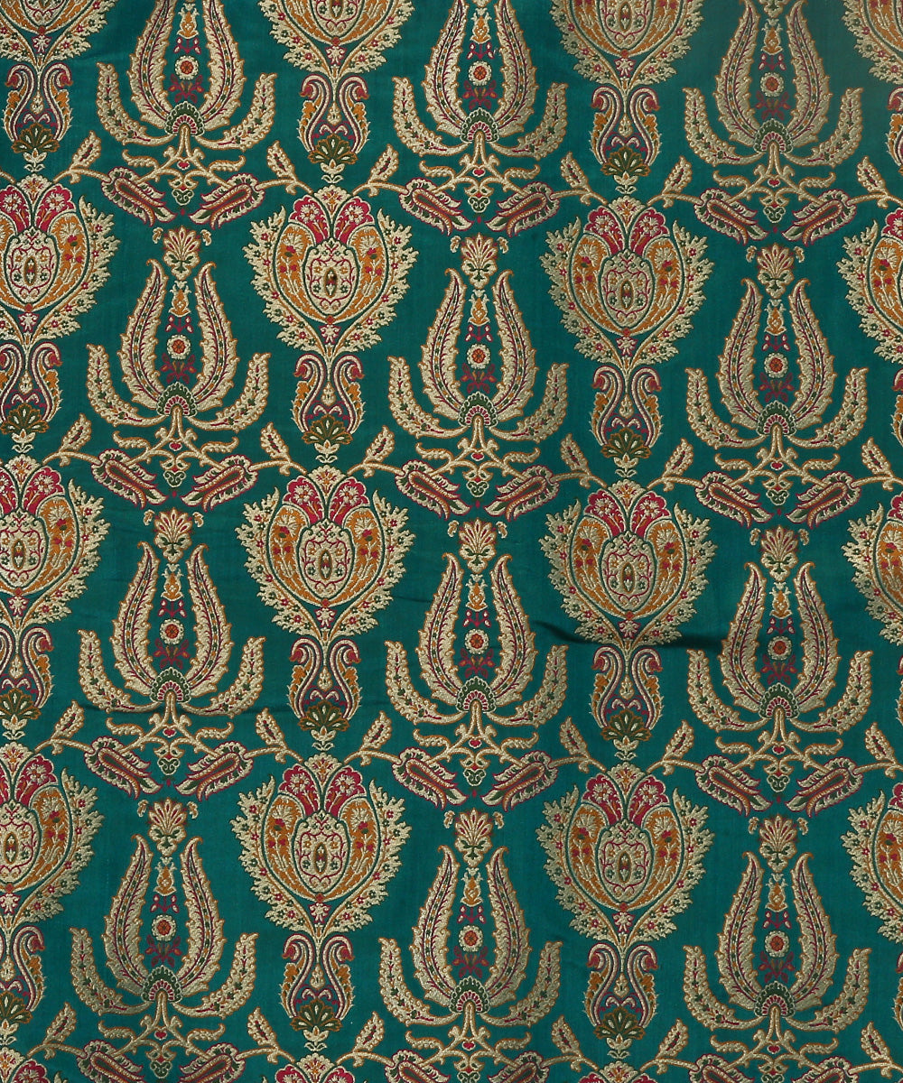 Handloom_Sea_Green_Pure_Katan_Silk_Kimkhab_Banarasi_Fabric_With_Multicolor_Meenakari_WeaverStory_02