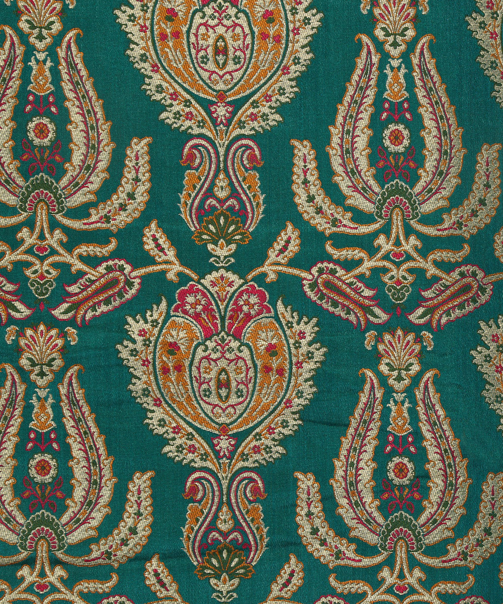 Handloom_Sea_Green_Pure_Katan_Silk_Kimkhab_Banarasi_Fabric_With_Multicolor_Meenakari_WeaverStory_03