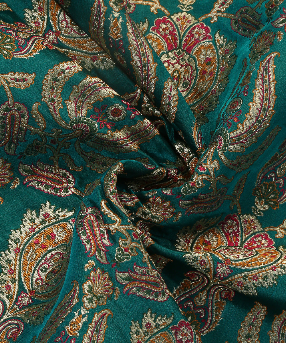 Handloom_Sea_Green_Pure_Katan_Silk_Kimkhab_Banarasi_Fabric_With_Multicolor_Meenakari_WeaverStory_05