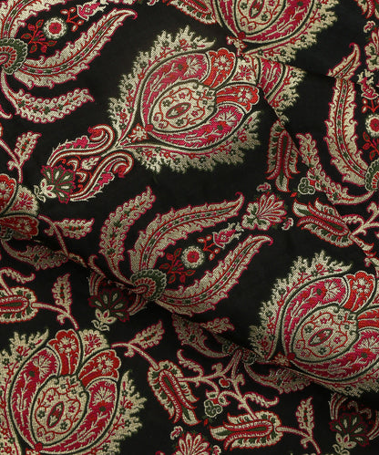 Black_Handloom_Pure_Katan_Silk_Kimkhab_Banarasi_Fabric_With_Multicolor_Meenakari_WeaverStory_04