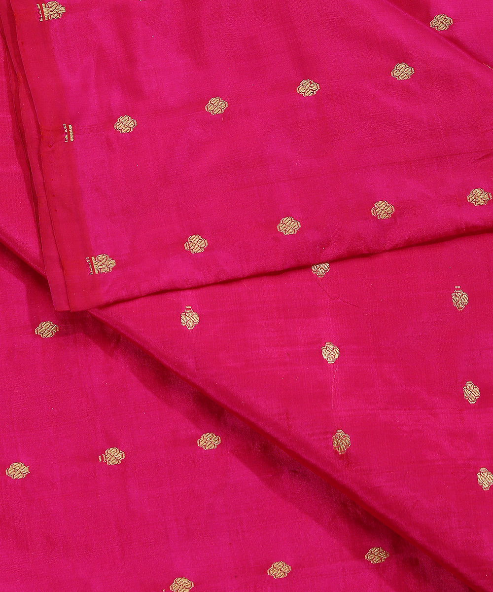 Handloom_Hot_Pink_Pure_Katan_Silk_Banarasi_Fabric_With_Cutwork_Booti_WeaverStory_04
