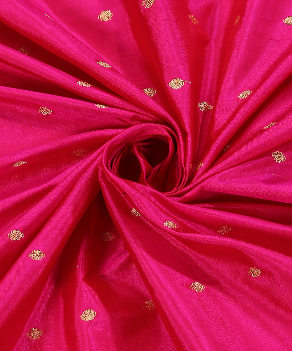 Handloom_Hot_Pink_Pure_Katan_Silk_Banarasi_Fabric_With_Cutwork_Booti_WeaverStory_05
