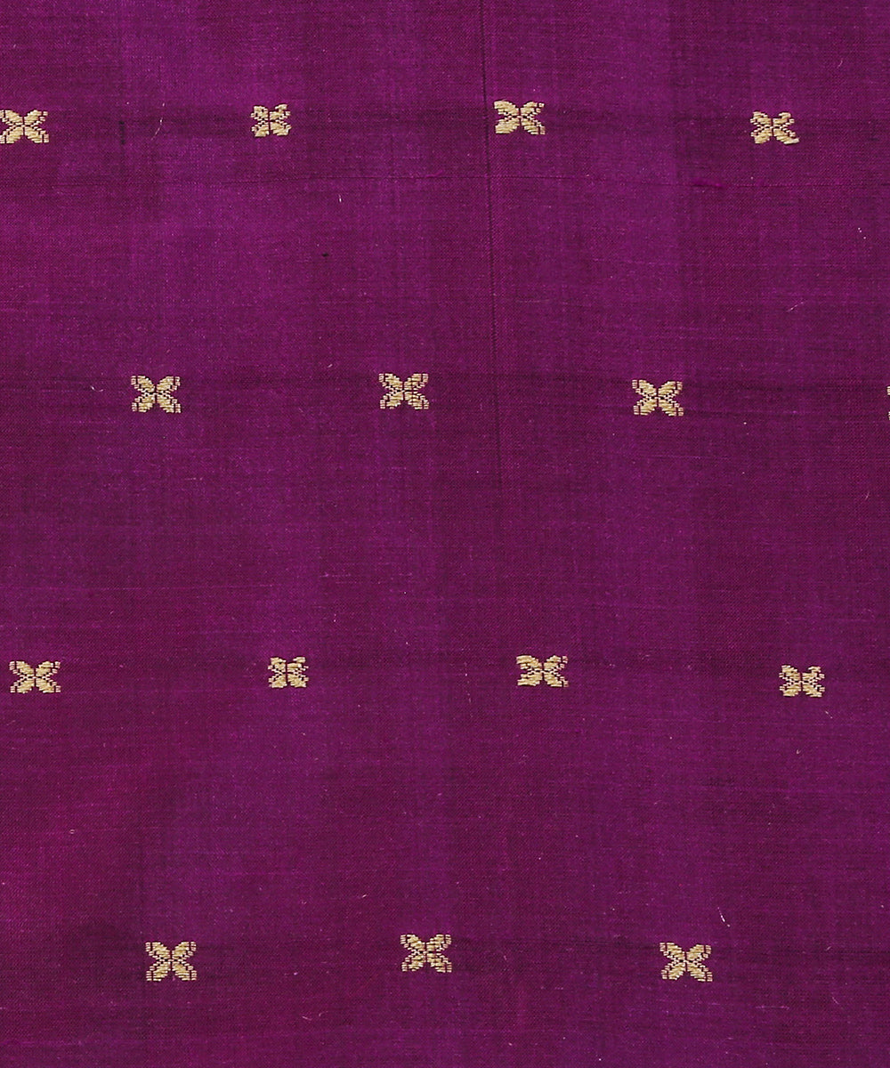 Handloom_Dark_Purple_Pure_Katan_Silk_Banarasi_Fabric_With_Cutwork_Booti_WeaverStory_03