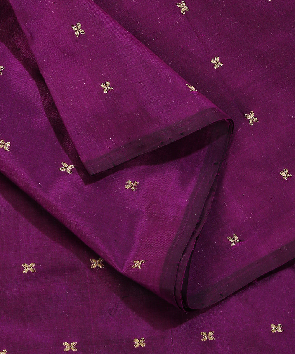 Handloom_Dark_Purple_Pure_Katan_Silk_Banarasi_Fabric_With_Cutwork_Booti_WeaverStory_04