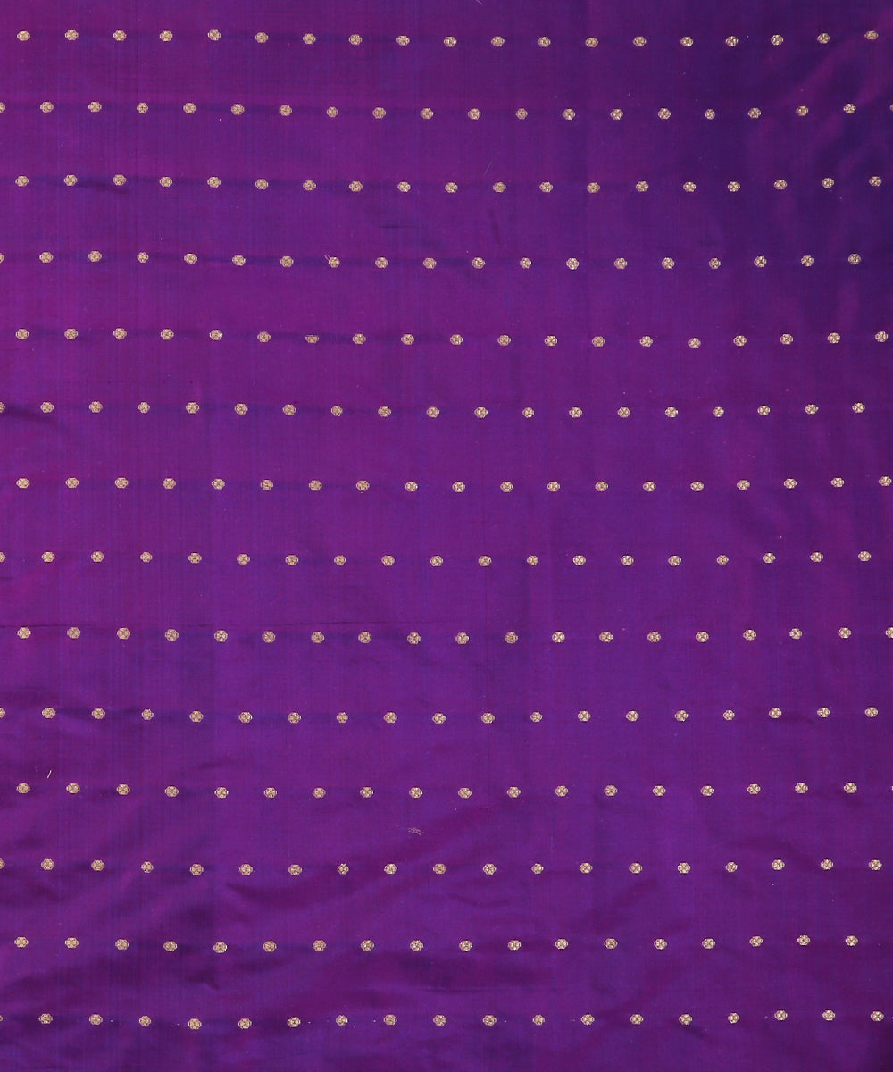 Purple_Double_Shade_Handloom_Pure_Katan_Silk_Banarasi_Fabric_With_Cutwork_Booti_WeaverStory_02