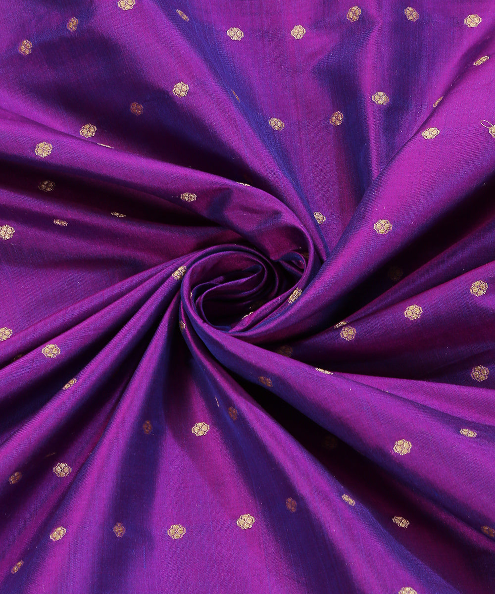 Purple_Double_Shade_Handloom_Pure_Katan_Silk_Banarasi_Fabric_With_Cutwork_Booti_WeaverStory_05
