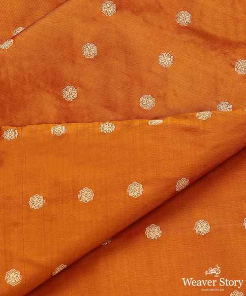 Mustard_Handloom_Pure_Katan_Silk_Banarasi_Fabric_With_Cutwork_Booti_WeaverStory_04