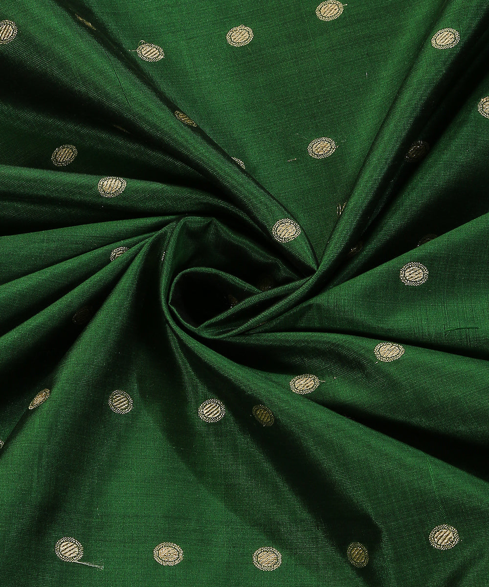 Handloom_Green_Pure_Katan_Silk_Banarasi_Fabric_With_Cutwork_Booti_WeaverStory_05