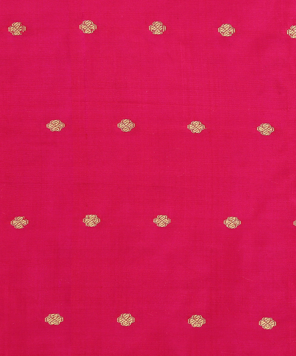 Hot_Pink_Handloom_Pure_Katan_Silk_Pure_Katan_Silk_Banarasi_Fabric_With_Cutwork_Booti_WeaverStory_02