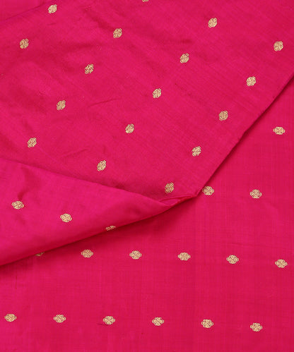 Hot_Pink_Handloom_Pure_Katan_Silk_Pure_Katan_Silk_Banarasi_Fabric_With_Cutwork_Booti_WeaverStory_04
