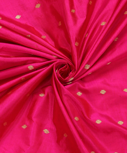Hot_Pink_Handloom_Pure_Katan_Silk_Pure_Katan_Silk_Banarasi_Fabric_With_Cutwork_Booti_WeaverStory_05
